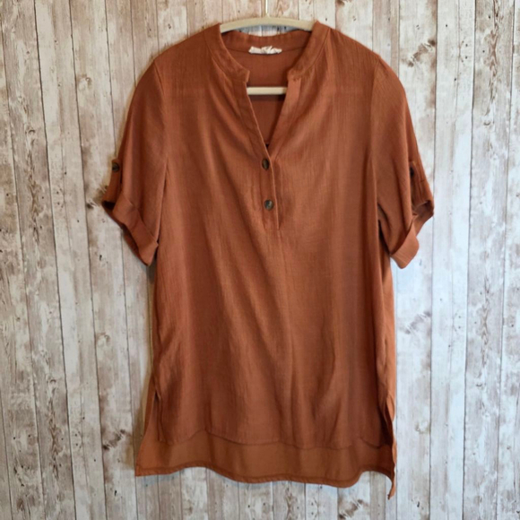 Women's‎ Parallel Skies Brown Blouse Tunic Size M - Picture 1 of 8